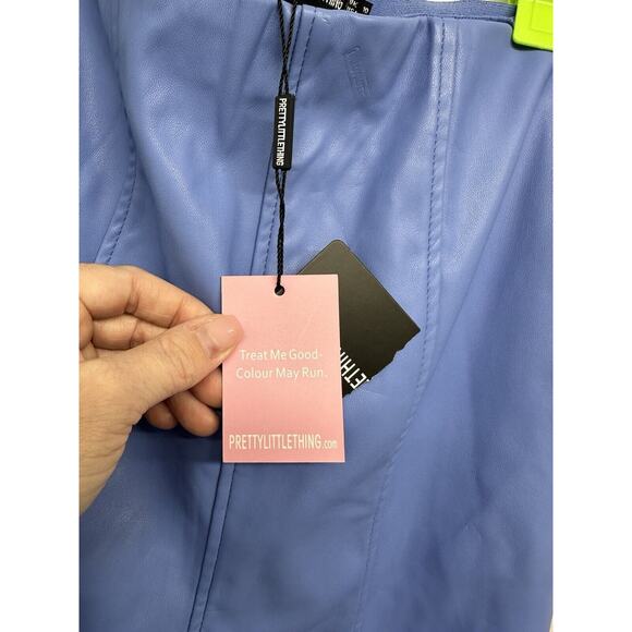 Pretty Little Thing Pants Womens‎ Size 6 Faux Leather Cornflower Blue - Picture 7 of 11